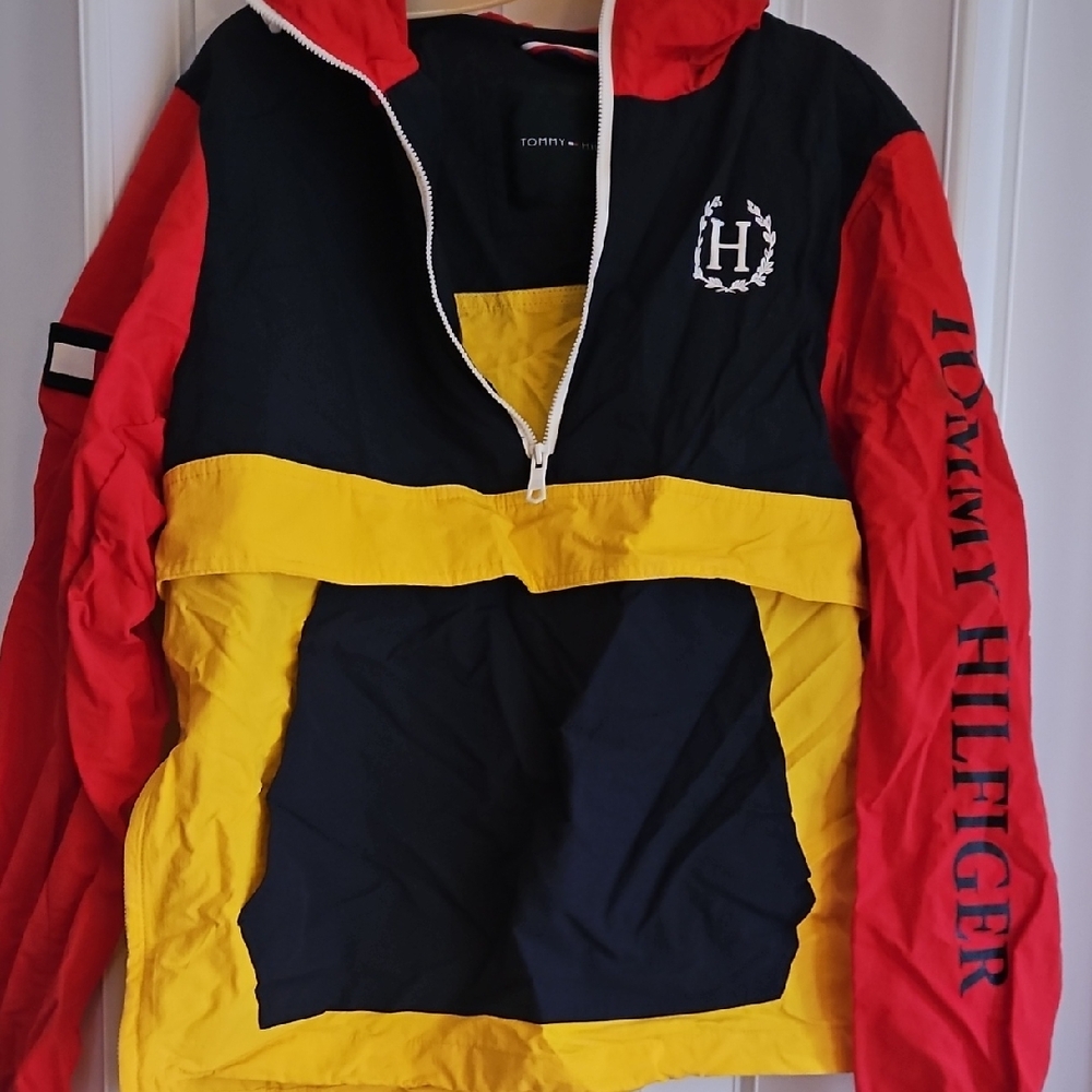 Tommy Hilfiger Men's Black, Red, and Yellow Windbreaker